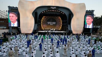 The UAE Jiu-Jitsu Federation set the record by co-ordinating sessions involving 2,700 athletes across 14 sites. EPA