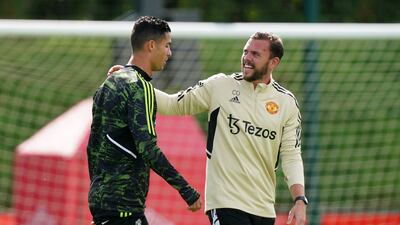 Manchester United's Cristiano Ronaldo and Fitness Coach Charlie Owen. PA