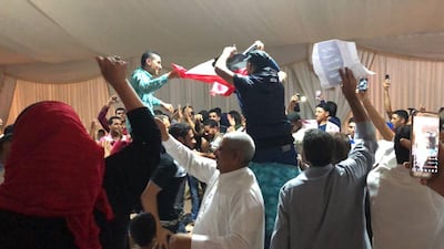 There was a party atmosphere in Egypt's embassy in Abu Dhabi as hundreds voted in presidential elections.