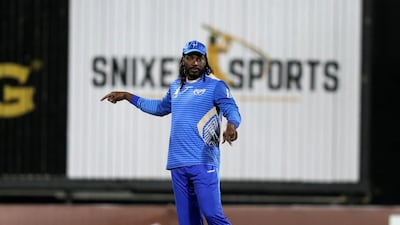 Chris Gayle of Balkh during the game between Balkh Legends and Paktia Panthers in the Afghanistan Premier League. Chris Whiteoak / The National