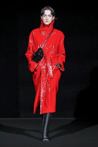Bold red on the autumn/winter 2026 runway at Balenicaga. Photo: Balenciaga
