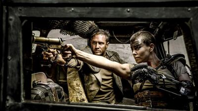 Tom Hardy as Max Rockatansky and Charlize Theron as Furiosa in Mad Max: Fury Road, the long-awaited fourth film in the sci-fi saga directed by George Miller. Jasin Boland / Warner Bros Pictures via AP Photo