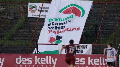 A flag in the stands during the match at Dalymount Park. PA
