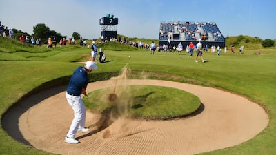 Bernd Wiesberger of Austria hits a bunker shot on the 7th hole during a practice round prior to the 146th Open Championship at Royal Birkdale on July 18, 2017 in Southport, England. Stuart Franklin/Getty Images