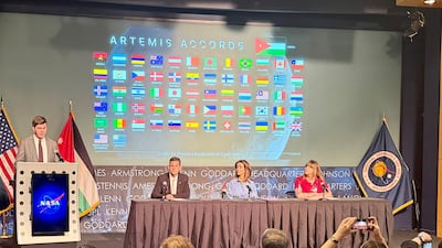 The signing ceremony at Nasa’s Washington headquarters. Cody Combs / The National