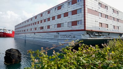 The Bibby Stockholm accommodation barge, which will house up to 500 asylum seekers. AP