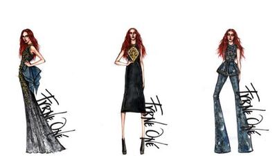 Three sketches from Furne One's Decadent Devotion, a 40-piece collection set to be unveiled at Fashion Forward Season Five (Courtesy: Amato Haute Couture)