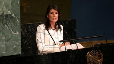 Ms Haley highlighted US assistance to Palestine, and wants Middle East countries to take cue and do more. Reuters