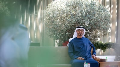 Sheikh Mohamed bin Zayed attends a meeting in Dubai on Monday. Courtesy: Sheikh Mohamed bin Zayed Twitter