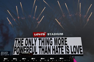 The message at the end of Bad Bunny's performance. AFP