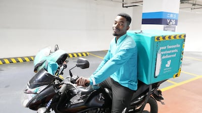 Deliveroo rider Hassan Ahmed Gariba said the roads are also clearer than usual. Pawan Singh / The National