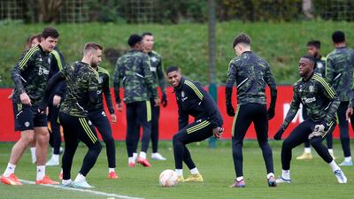 Manchester United's Marcus Rashford during training. Reuters