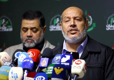 Hamas official Khalil Al Hayya attends a press conference in Beirut. Reuters