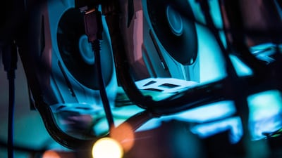 Graphic processing units sit stacked inside a "mining rig computer", used to mine cryptocurrencies. Investing in the blockchain technology needed to mine digital currency is the latest investment hot potato. Akos Stiller/Bloomberg