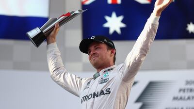 Nico Rosberg's battling third place finish, combined with Lewis Hamilton's retirement, puts the German in control of the drivers' championship title race. Clive Mason / Getty Images)