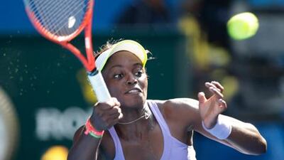 US tennis player Sloane Stephens hits a forehand against Bojana Jovanovski at the Australian Open.