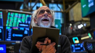 A trader works on the floor of the New York Stock Exchange (NYSE) during afternoon trading on April 9 in New York. AFP