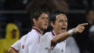 Filippo Inzaghi, right, was Milan's form man.