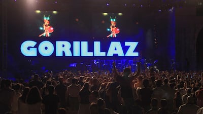 The British virtual band Gorillaz performed at the Damascus Citadel, the 11th Century fortified palace situated in the ancient city of Damascus, on July 25, 2010, along side The Syrian National Orchestra for Arabic Music. AFP