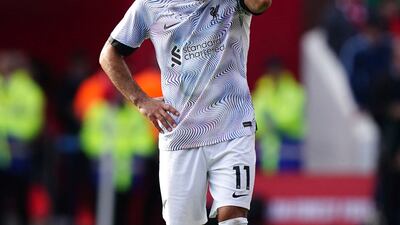 Liverpool's Mohamed Salah looks dejected in Nottingham. AP