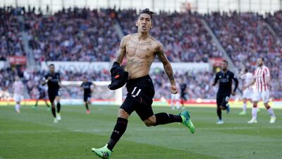 Liverpool's Roberto Firmino celebrates scoring their second goal. Darren Staples / Reuters