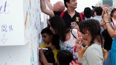 People came together to mark the Three Year Countdown to Expo 2020. Anna Nielsen/The National