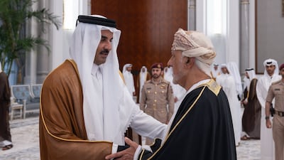 Sheikh Tamim receives condolences from Shihab Al Said, Oman's Deputy Prime Minister for Defence Affairs. AFP
