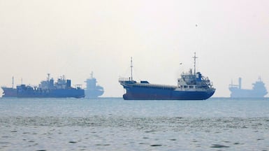 Ships wait in the Strait of Hormuz, which has been effectively closed by Iran, sparking oil supply concerns. AFP