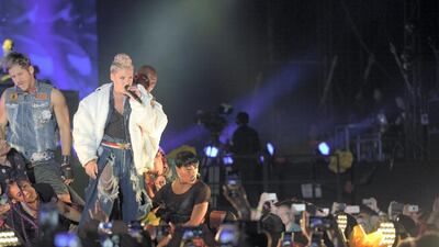 Pink performs after the F1 race at the du Arena. Khushnum Bhandari / The National