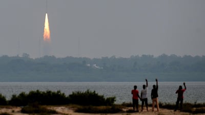 Indian Space Research Organisation's earth observation satellite HysIS is launched on board the Polar satellite launch vehicle at the Satish Dhawan Space Centre in Sriharikota on November 29, 2018. AFP