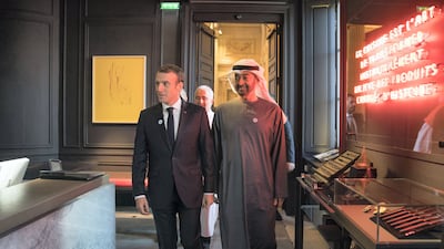 Sheikh Mohamed and Mr Macron then visited the Louvre, where an exhibition celebrating 100 years since the birth of Sheikh Zayed, the Founding Father of the UAE, was on display.