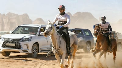 Sheikh Hamdan taking part in the Two Holy Mosques Endurance Cup in Al Ula, Saudi Arabia. Twitter/ @DXBMediaOffice