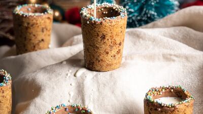 Cookie cups with vanilla milk at LDC Kitchen & Coffee