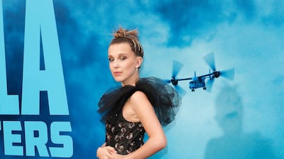 Millie Bobby Brown, wearing a black embellished Oscar de la Renta gown, attends the 'Godzilla: King of The Monsters' premiere in Hollywood on May 18, 2019. EPA