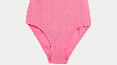 Textured one-shoulder swimsuit, Dh169, Marks & Spencer. Photo: Marks & Spencer