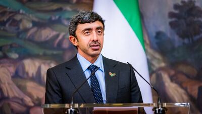 Sheikh Abdullah bin Zayed, Minister of Foreign Affairs and International Co-operation, spoke on the phone with Najla El Mangoush, Libya's foreign minister. Photo: Wam