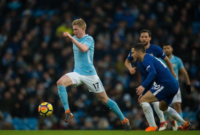 Eden Hazard, right, claimed he "could have played on for three hours, and I wouldn't touch a ball" during Chelsea's 1-0 defeat to Manchester City. Peter Powell / EPA