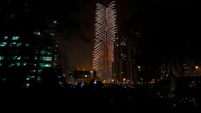 Fireworks at Burj Khalifa to usher in New Year 2015. Jeffrey E Biteng / The National
