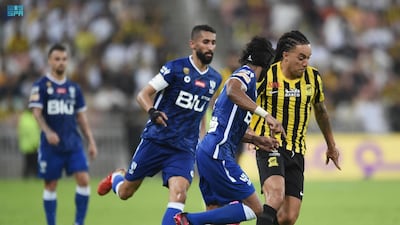 Al Hilal, in blue, edged past Al-Ittihad in the King's Cup semi-finals to book a final date with either Cristiano Ronaldo’s Al Nassr and Al Wehda. Photo: SPA