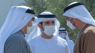 Sheikh Mohamed bin Zayed and Sheikh Hamdan bin Mohammed attend a special reception at Bab Al Shams arena to pay tribute to the UAE Mars Mission team. Courtesy: Sheikh Hamdan bin Mohammed Twitter