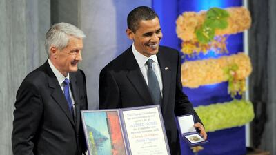 US President Barack Obama won in 2009 for his efforts to strengthen international diplomacy and co-operation. Jewel Samad / AFP
