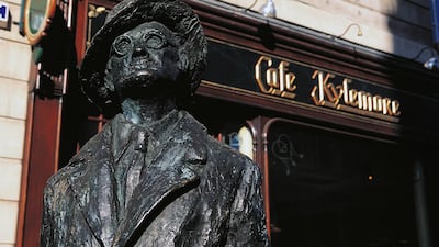 Monument to the writer James Joyce, detail, O'Connel Street, Dublin, Ireland. Getty Images