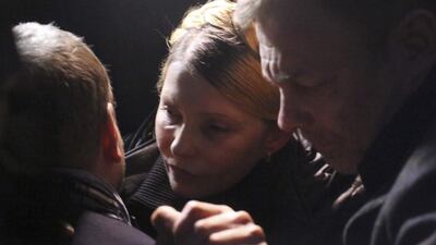 The dramatic moment when the Ukrainian opposition leader Yulia Tymoshenko was freed after years in jail for what her supporters say were politically motivated charges. Reuters