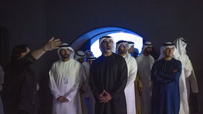 Sheikh Khaled bin Mohamed, Crown Prince of Abu Dhabi and Sheikh Hamdan bin Mohammed, Crown Prince of Dubai, Deputy Prime Minister and Minister of Defence at the World Governments Summit. Wam