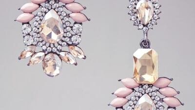 Bebe crystal petal statement earrings. Courtesy Bebe
