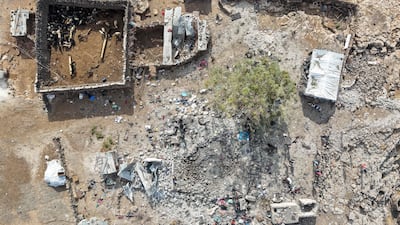 A site hit by Jordanian air strikes in the village of Al Taf in the Al Lajat region of Daraa, Syria. AFP