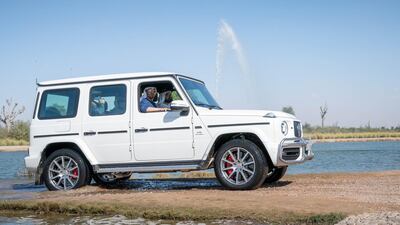 Sheikh Mohammed bin Rashid takes Sheikh Mohamed bin Zayed out for a tour of Al Marmoom Lakes on Monday. Courtesy: Sheikh Mohamed bin Zayed Twitter