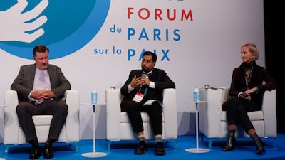 Abdulla Al Shehhi, acting executive director of the Abrahamic Family House, at the Paris Peace Forum 2024. Photo: Capa / Paris Peace Forum