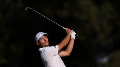 Rasmus Hojgaard plays his second shot into the 16th green. Getty