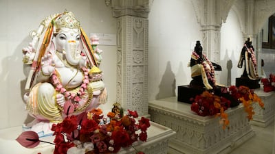 Ganpati, or Ganesh, god of wisdom and prosperity, in the prayer hall. Khushnum Bhandari / The National